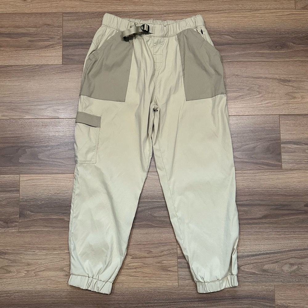 Prana Two-Tone Beige Cargo Jumpsuit Pants